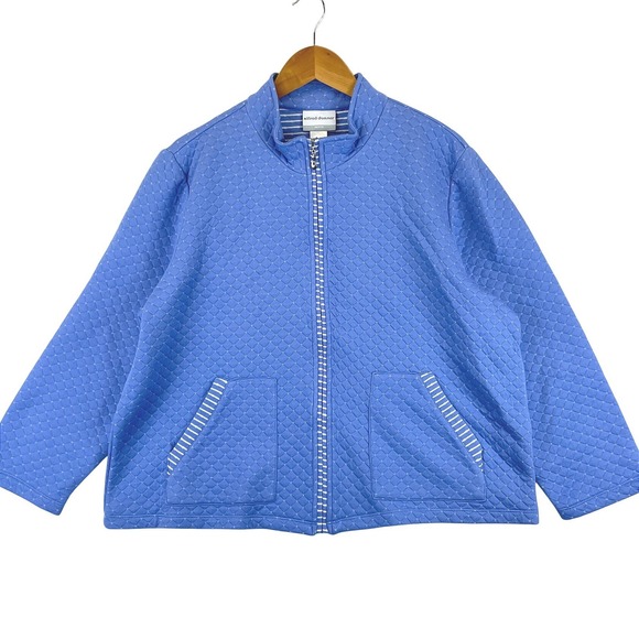 Alfred Dunner Jackets & Blazers - Alfred Dunner Life of Leisure Periwinkle Quilted Zip Front Jacket Petite XL